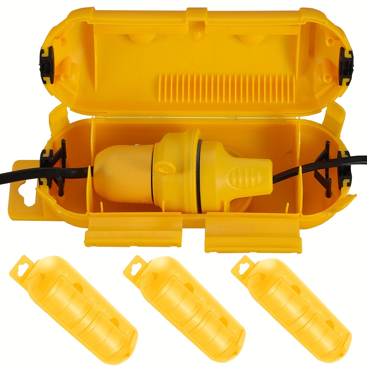 Outdoor Power Point Cover - Verlengsnoer met gele veiligheidsafdekking en waterdichte